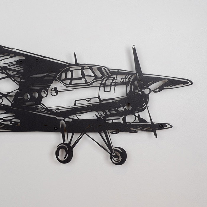 Wallity Airplane - APT322MS Escultura de Pared de Metal Negra